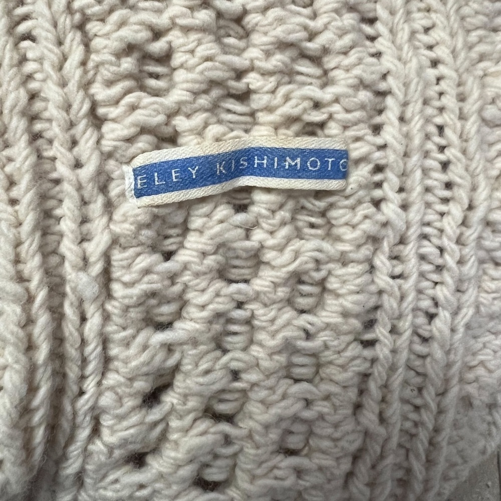 Eley Kishimoto Women Medium Wool Fishermen Sweater Cream Turtleneck - Picture 9 of 9